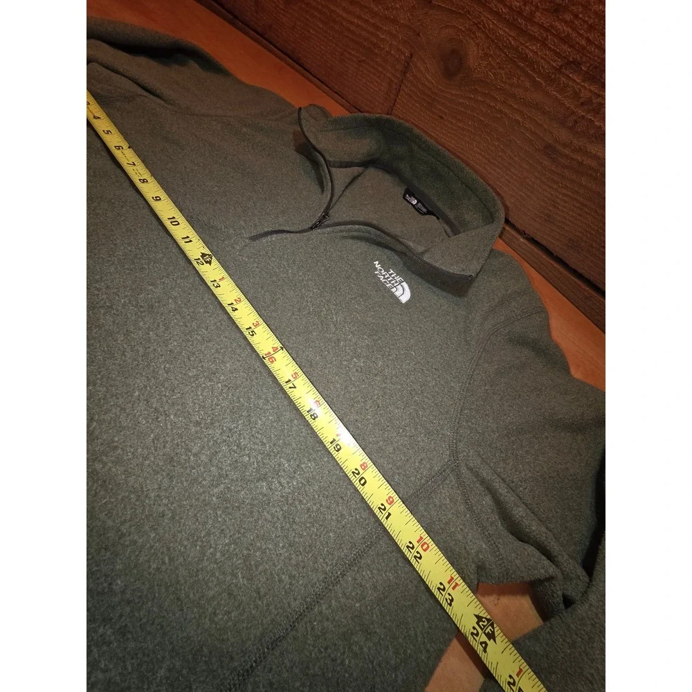 The North Face Gordon Lyons Quarter Zip Fleece Pullover Mens L Heathered Green
